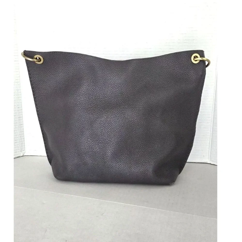 Ted Baker London Candiee Pebbled Leather Charcoal Grey Hobo Bag Gold Hardware